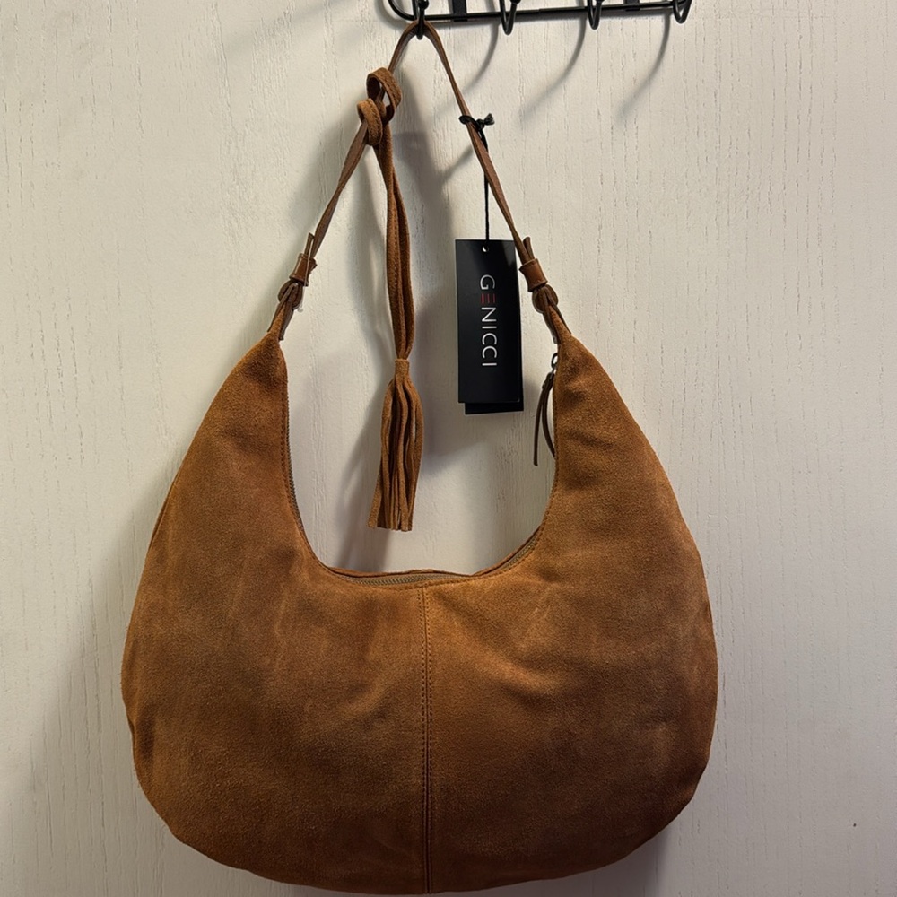 Tan Suede Hobo Bag